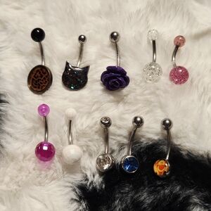 Lot of 10 Belly Button Rings — Mixed Styles